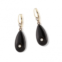 Pendientes onix y perla largos